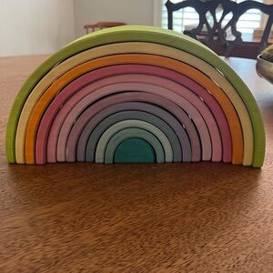 Montessori Painted Wooden Rainbow Baby Girl Wood Toy Simple Nursery Decor